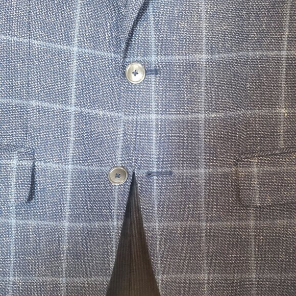 Hugo Boss Genius Blue Plaid Wool Sport Coat Slim Fit size 38R - Picture 5 of 16